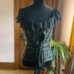 Vintage 90s TRIPP NYC Black Brocade Corset Top XL – Goth Coquette Fairy Grunge